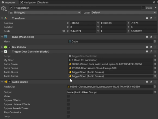 UI de Unity pour sons déclenchés