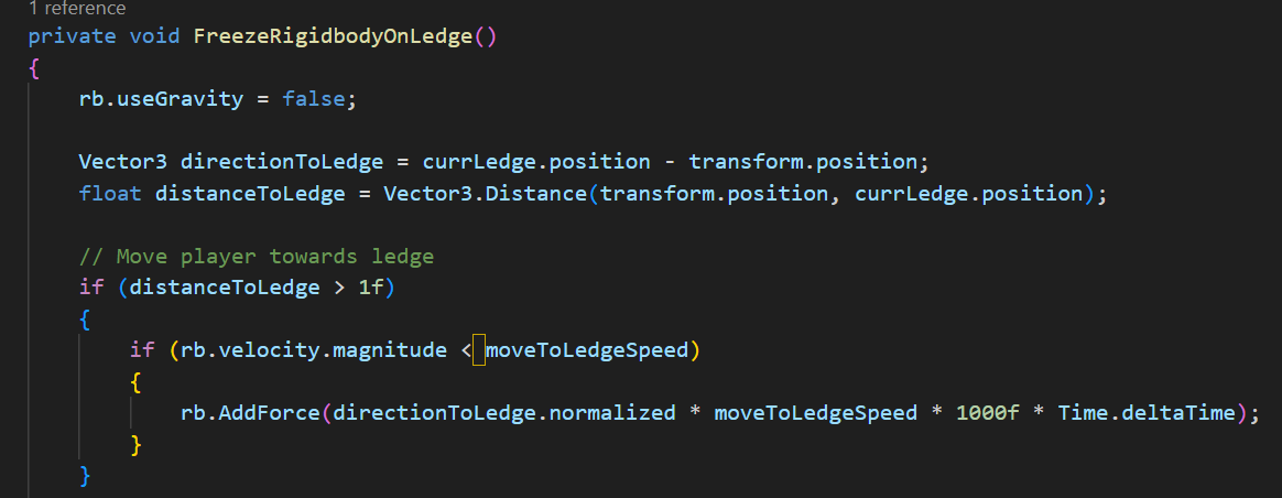 Figer le joueur lorsqu'il est sur le rebord d'une surface.