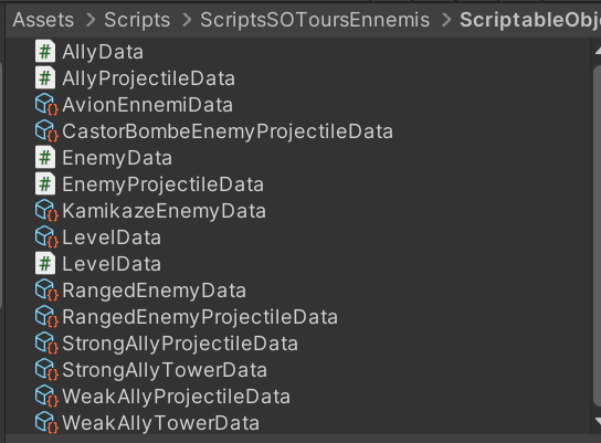 les scriptable object de unity dans le projete