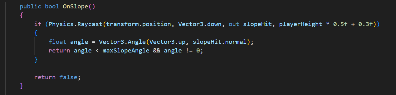 Le calcul de l'angle maximal d'une pente où le joueur peut marcher sans tomber.